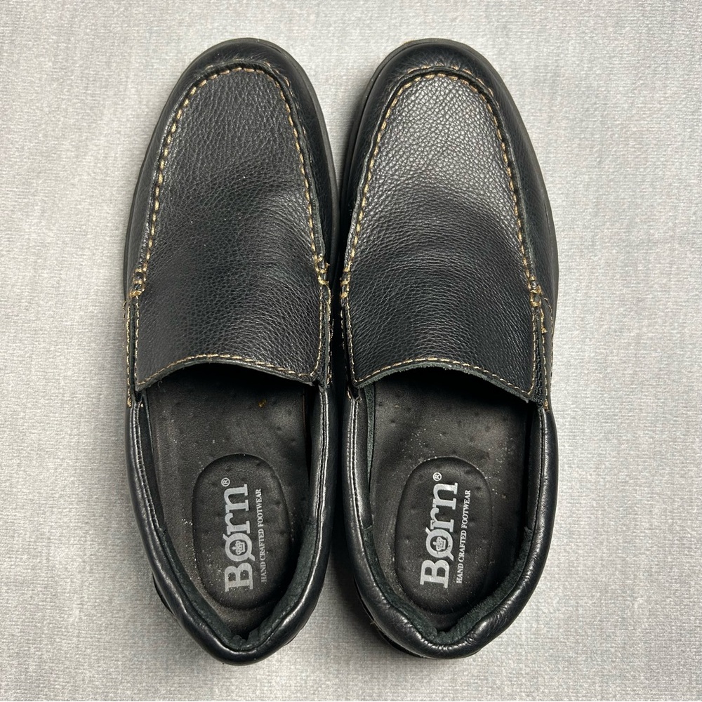 Born Mens Black Leather Moc Toe Slip On Loafers BM0010703 Size 10.5 M - Picture 3 of 6
